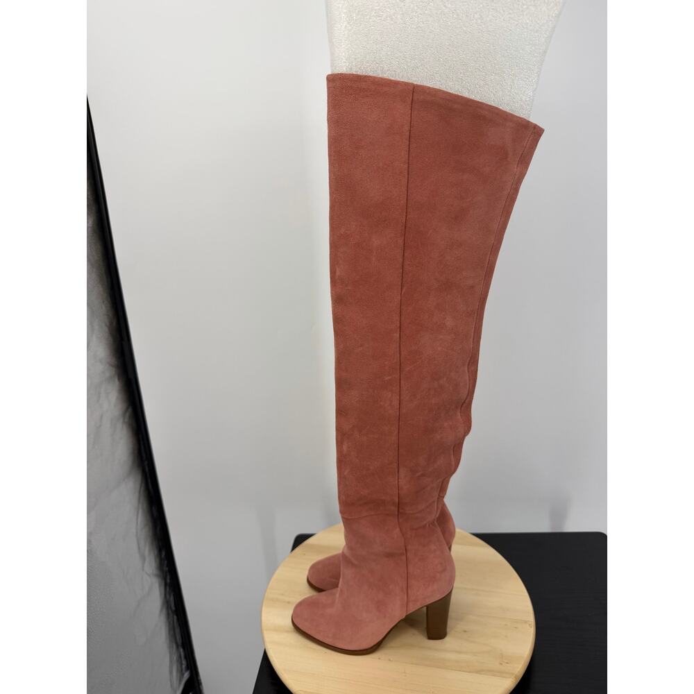 Sezane Anaelle Suede Over the Knee Boots EU 37 US 6 Dusty Pink 70s Romantic Boho - Picture 7 of 16